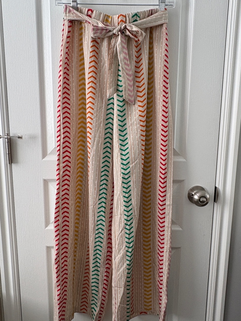 SHEIN Multicolor Striped Wide-Leg Pants with Tie Waist